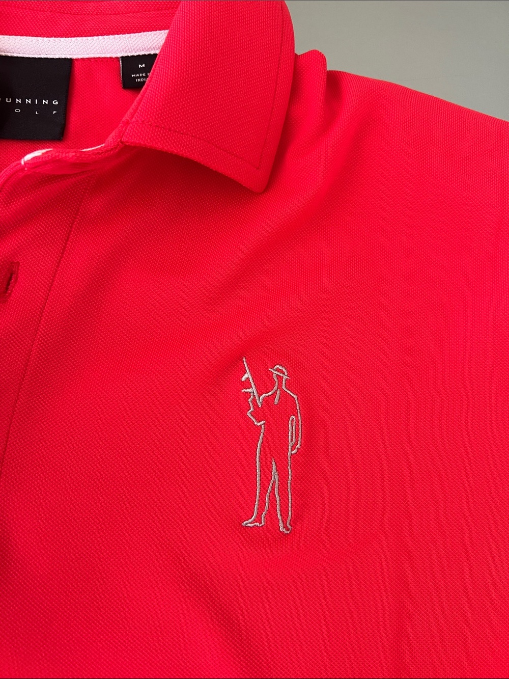 Men's Red Polo Shirt with Subtle Chest Stitching